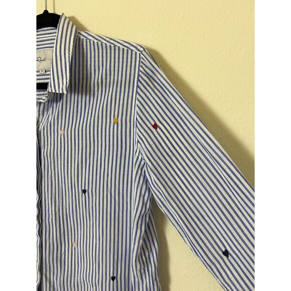 Rails Button Down Womens M Striped with little hearts preppy minimal - AS IS‎ - Picture 6 of 9